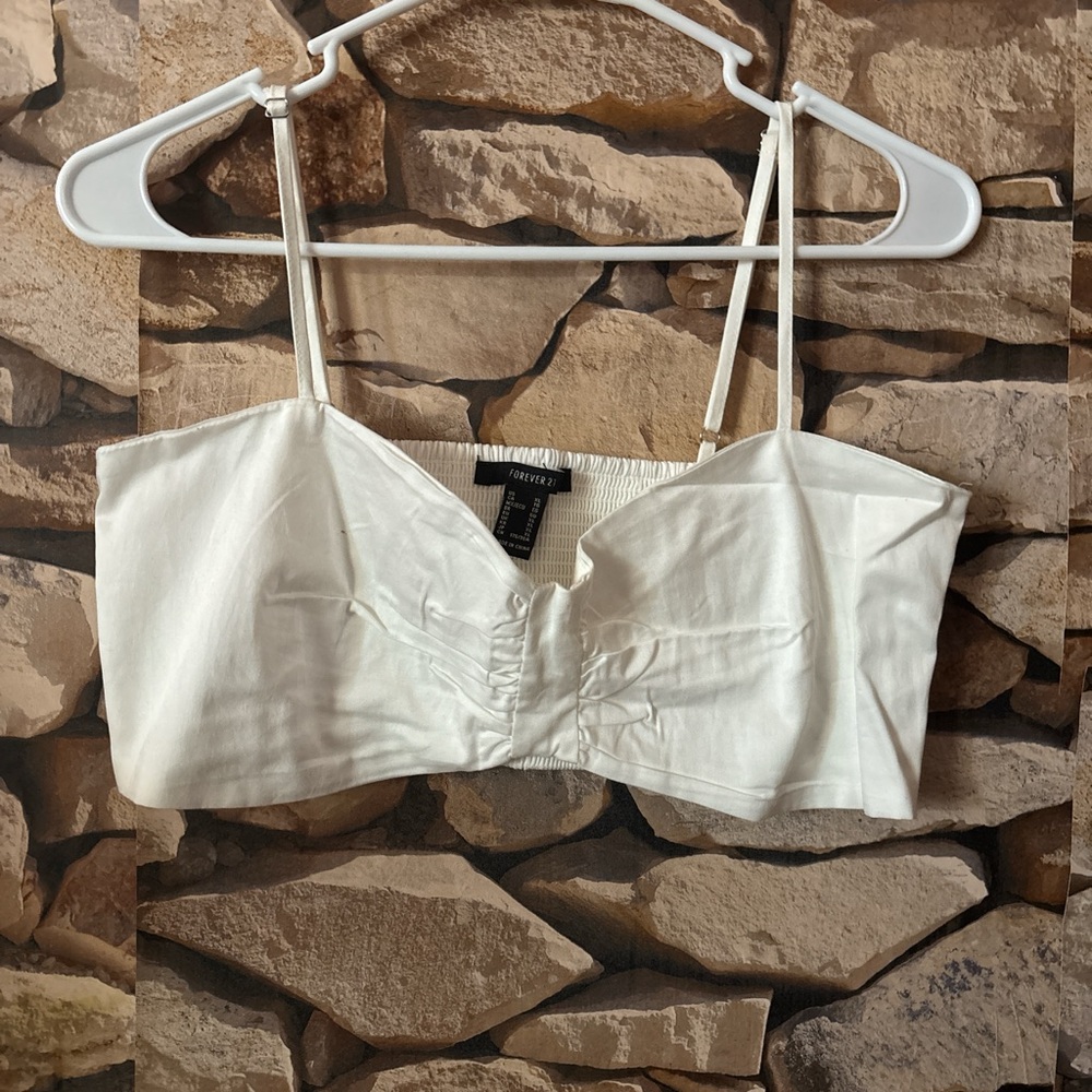 White Crop Top with Spaghetti Straps